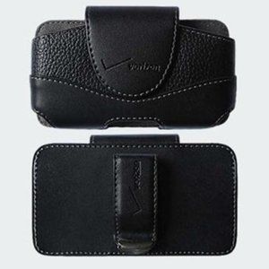Universal Black Leather Verizon Case with Rotating Belt Clip